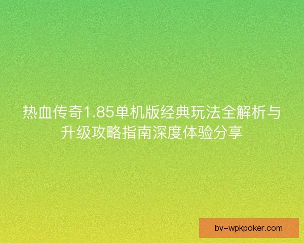 热血传奇1.85单机版经典玩法全解析与升级攻略指南深度体验分享
